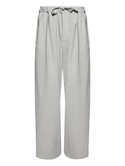 Loewe Men Wool Drawstring Trousers In Gray