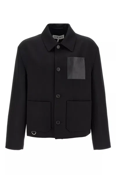 Loewe Men Wool Jacket In Black