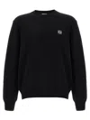Loewe Wool Crew Neck Sweater With Ribbed Edges In Black