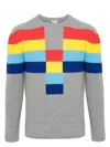 Loewe Striped Crew Neck Ribbed Sweater In Grey
