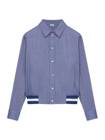 LOEWE MEN'S WOOL-BLEND STRIPED-HEM JACKET