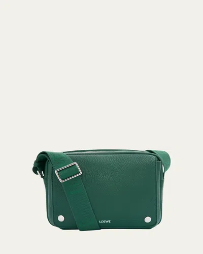 Loewe Men's Xs Pebble Leather Messenger Bag In Evergreen