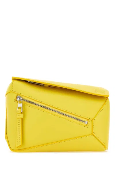 Loewe Men Yellow Leather Mini Puzzle Belt Bag