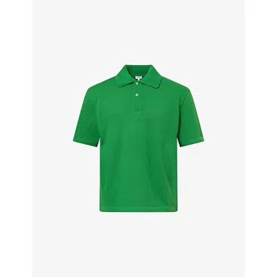 Loewe Mens Anagram-embroidered Cotton Polo Shirt Green