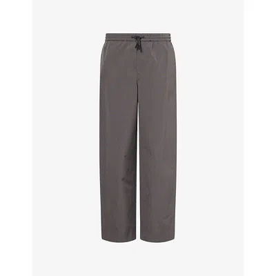Loewe Mens Anagram-embroidered Cotton-blend Trousers Mudium Grey In Gray
