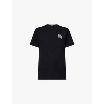Loewe Mens Black Anagram Crewneck Cotton-jersey T-shirt
