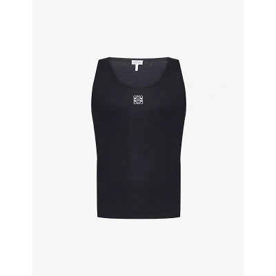 Loewe Anagram Cotton Tank Top In Black