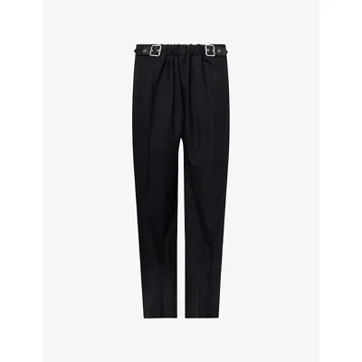 Loewe Mens Black Belted Wide-leg Cotton Trousers