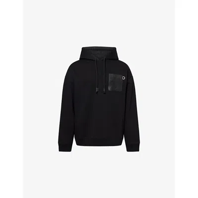 Loewe Anagram Patch Drawstring Cotton Hoodie In Black