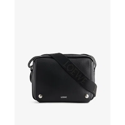 Loewe Mens Black Pebble Leather Messenger Bag