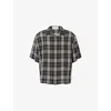 Loewe Mens Check-print Short-sleeves Woven Shirt Black White In Multi