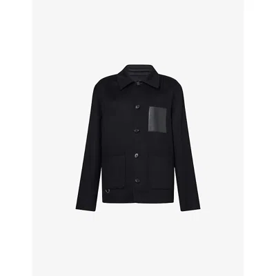 Loewe Mens Black Workwear Leather-pocket Wool And Cashmere Jacket