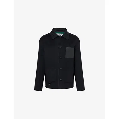 LOEWE MENS BLACK/GREEN WORKWEAR PATCH-POCKET CASHMERE JACKET