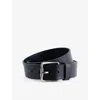 Loewe Mens  Roller Curve Branded Leather Belt In Black/vintage Palladium
