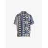 Loewe Mens Blue Multicolor Ibiza Graphic-pattern Cotton-blend Terry Shirt