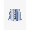 Loewe Mens Blue Multicolor Ibiza Graphic-pattern Woven Swim Shorts