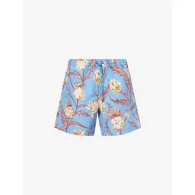 Loewe Floral-print Swim Shorts In Blue