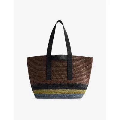 LOEWE MENS BROWN/MULTICOLOR FOLD SHOPPER RAFFIA TOTE BAG