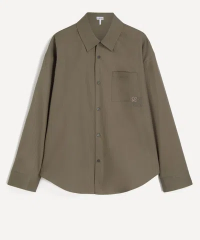 Loewe Mens Cotton Twill Shirt In Green