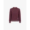 Loewe Mens Dark Brown Embroidered-logo Striped Wool Blend Sweater In Red
