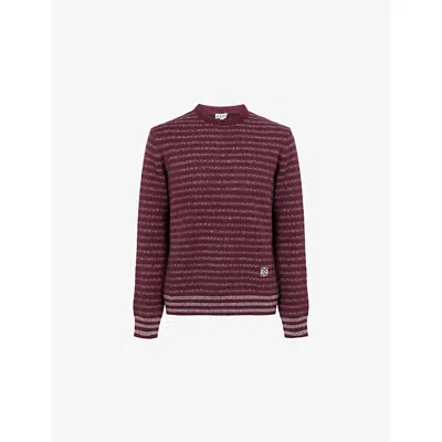 LOEWE MENS LOEWE EMBROIDERED-LOGO STRIPED WOOL BLEND SWEATER