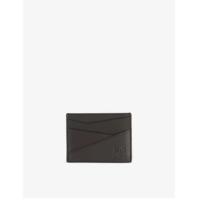 Loewe Mens Dark Grey Puzzle Edge Plain Leather Card Holder