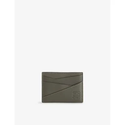 Loewe Mens Dark Khaki Puzzle Edge Leather Card Holder In Green
