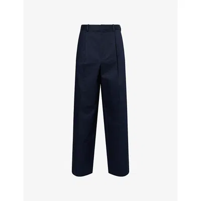 Loewe Mens  Pleated Wide-leg Cotton-twill Trousers In Multi