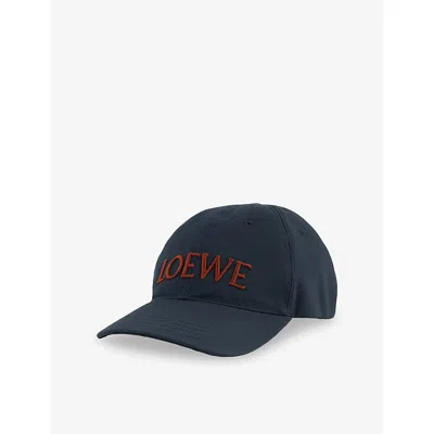 Loewe Mens Deep Navy Logo-embellished Cotton Cap In Blue