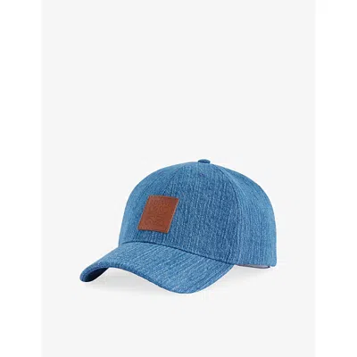 Loewe Mens Denim Logo-patch Cotton Cap In Pattern