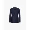 Loewe Navy Blue Double-breasted Jacket In Wool In Navy Melange