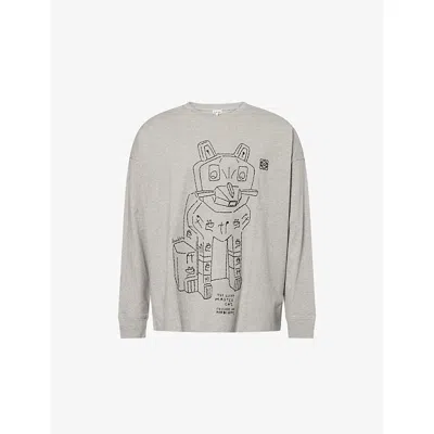 Loewe X Louis Wain Embroidered Cotton Jersey T-shirt In Gray
