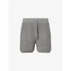 Loewe Mens Grey Melange/white Branded-waistband Drawstring Wool-blend Shorts In Gray