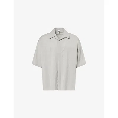 Loewe Mens Grey Monogram Short-sleeves Short-sleeve Wool Shirt In Gray