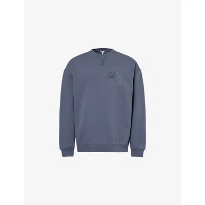 Loewe Mens  Anagram Logo Cotton Sweatshirt In Blue