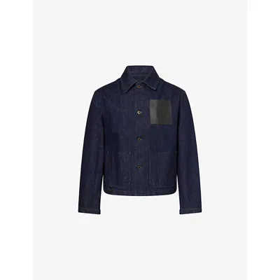 Loewe Mens Indigo Blue Workwear Relaxed-fit Denim Jacket In Black