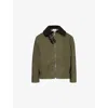 Loewe Shearling And Leather-trimmed Garment-dyed Cotton-twill Jacket In Khaki Green