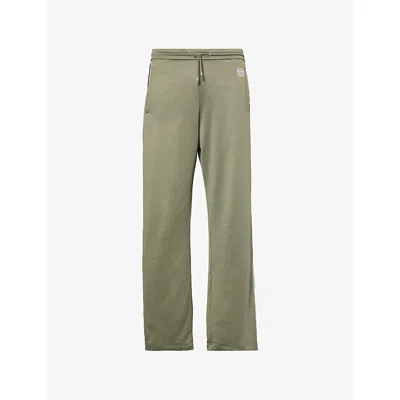 Loewe Mens Khaki Green Contrast-panel Straight-leg Woven Jogging Bottoms