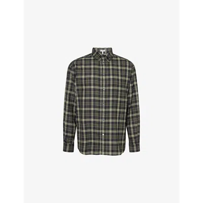 Loewe Mens Khaki/black Checked Long-sleeve Wool Blend Shirt In Multi
