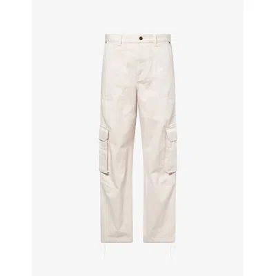Loewe Mens Light Beige High-rise Side-pocket Cotton Cargo Trousers In Sand