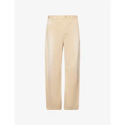 Loewe Mens Light Beige Ibiza Barrel-leg Cotton Trousers