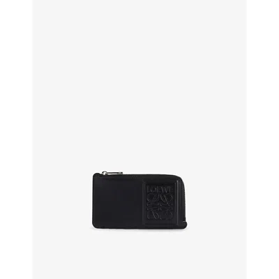 Loewe Mens Debossed-branding Leather Cardholder Black