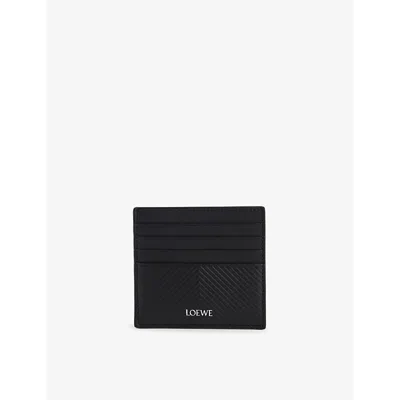 Loewe Mens Embossed Foiled-branding Leather Card Holder Black