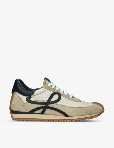 LOEWE MENS BEIGE COMB FLOW RUNNER MONOGRAM LEATHER AND SHELL TRAINERS,58728407