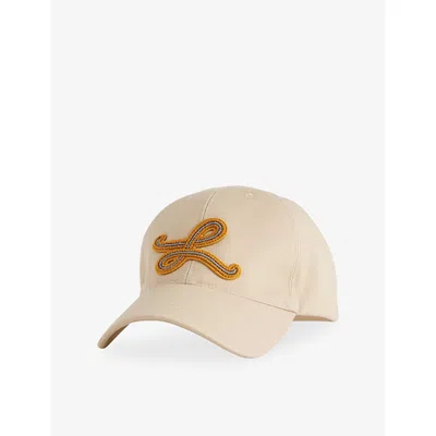 Loewe Mens  Logo-embroidered Cotton-canvas Cap In Beige