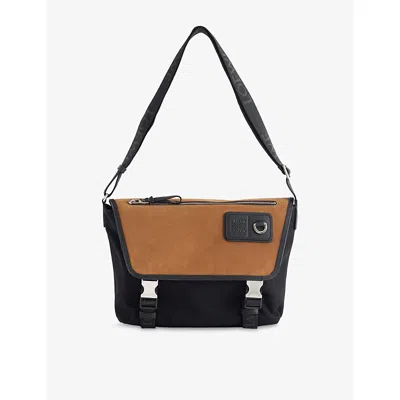 Loewe Mens Black/dark Gold Messenger Medium Cotton Shoulder Bag In Multi