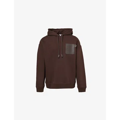 Loewe Mens Monogram-patch Relaxed-fit Cotton-jersey Hoody Chocolate Brown