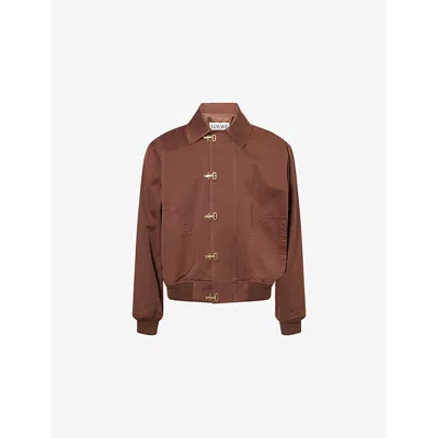 Loewe Logo-appliquéd Cotton-twill Jacket In Brown
