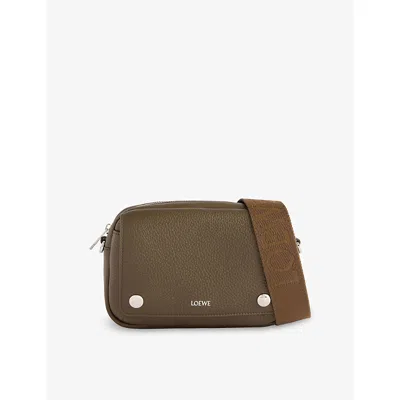 Loewe Mens Tundra Pebble Messenger Mini Leather Cross Body Bag In Gray