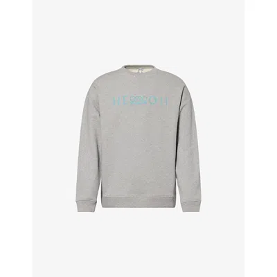 Loewe Mens  Regular-fit Logo-print Cotton Sweatshirt In Gray